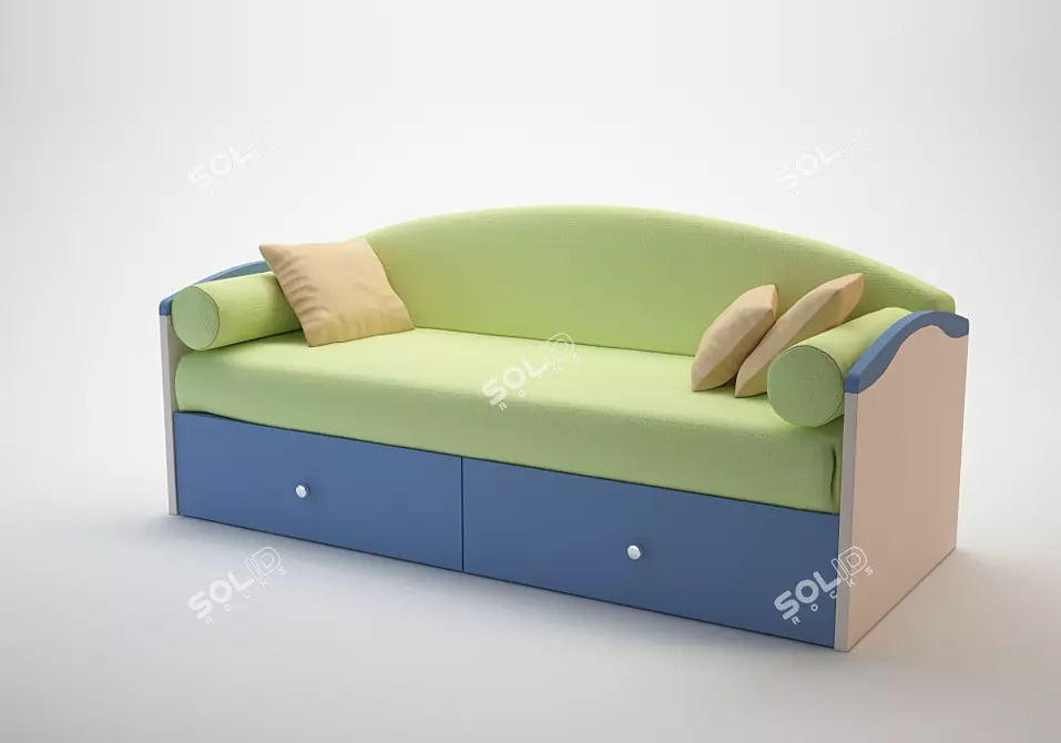 Convertible Kids Sofa-Bed 3D model image 1