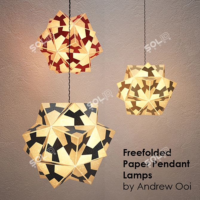 Origami-inspired Paper Pendant Lamps 3D model image 1