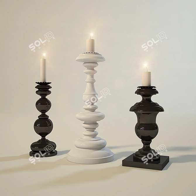 Elegant Home Candles 3D model image 1