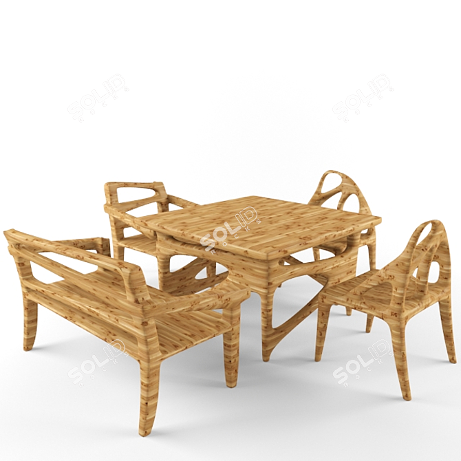 Versatile Table and Chair Set 3D model image 1