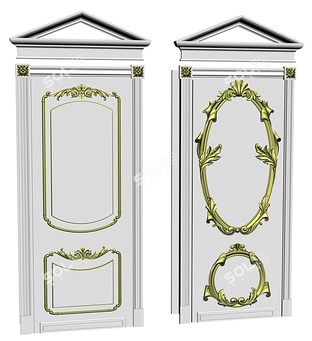 Elegant Classic Doors 3D model image 1