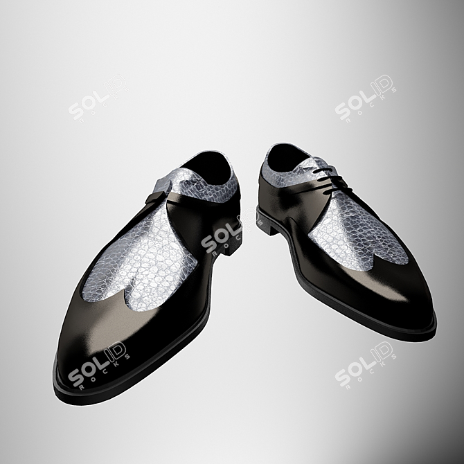 Black Men's Shoes 3D model image 1