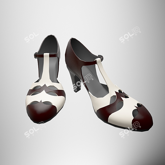 Monochrome Women's Shoes: Classic and Chic 3D model image 1