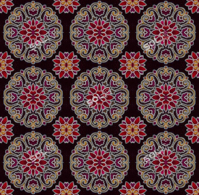 Floral Seamless Fabric 3D model image 1