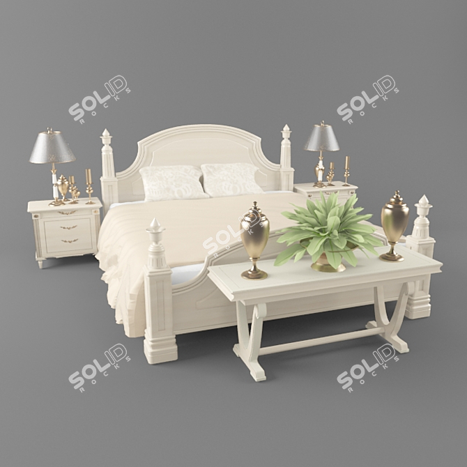 Dream Haven: Luxurious Bedroom Set 3D model image 1