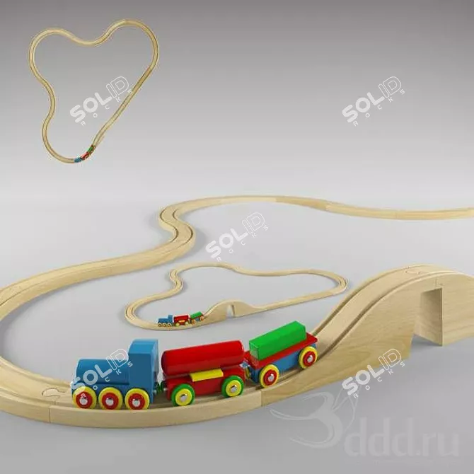 Wooden Toy Train 3D model image 1