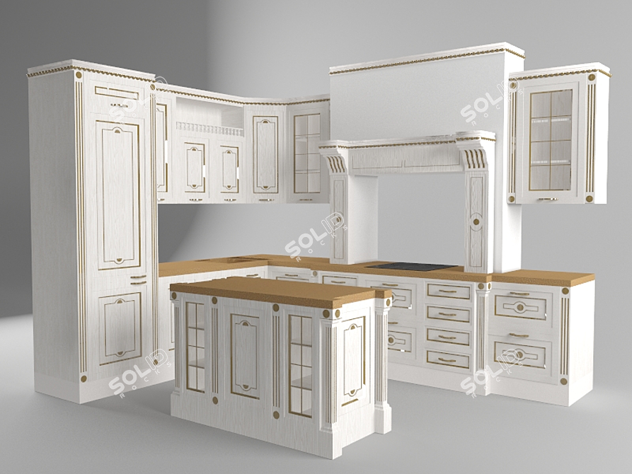 Elegant Athena Kitchen Set 3D model image 1