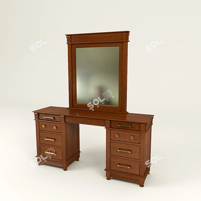 Elegant Vanity Table with Mirror 3D model image 1