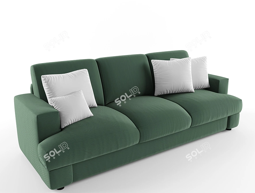 Trendy Cushioned Sofa 3D model image 1