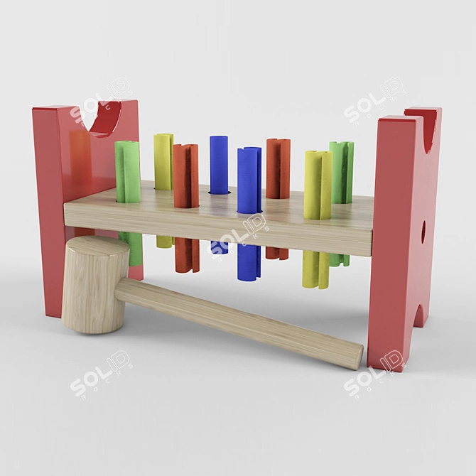 Colorful Hammer and Pegs Set 3D model image 1