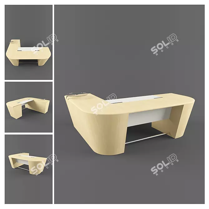 Modern Oak Executive Desk 3D model image 1