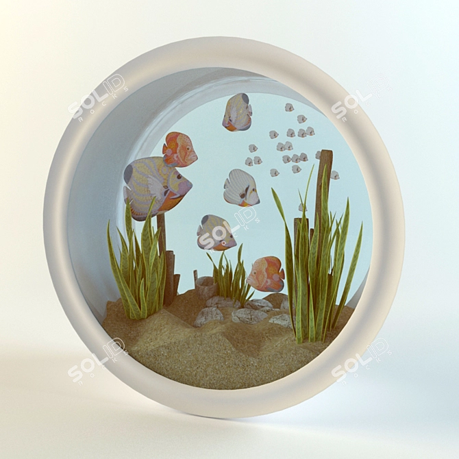 Dual-Sided Wall-Mounted Aquarium 3D model image 1