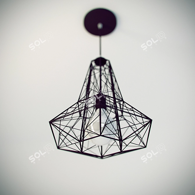 Hexagonal Metal Chandelier 3D model image 1