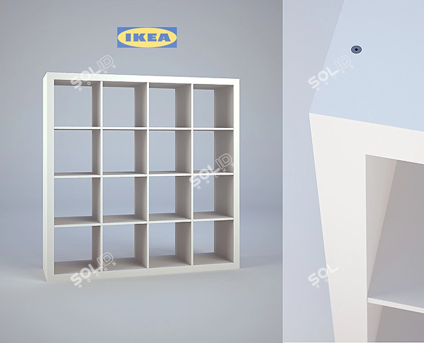 Minimalist White Shelving Unit 3D model image 1