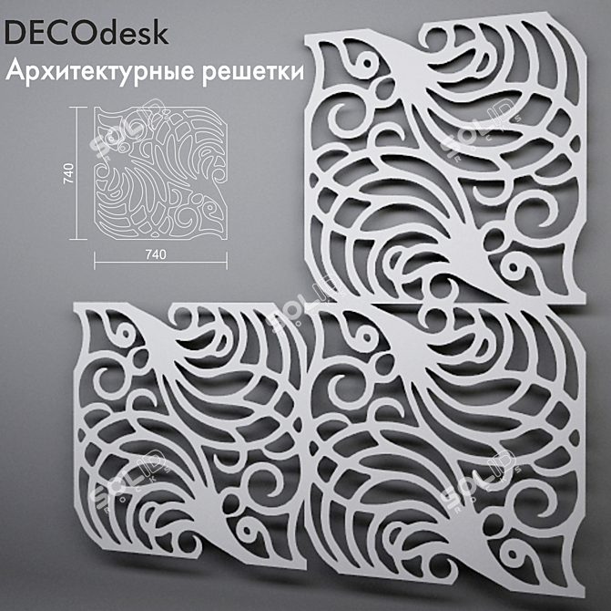 DECOdesk: Modern Architectural Grille 3D model image 1