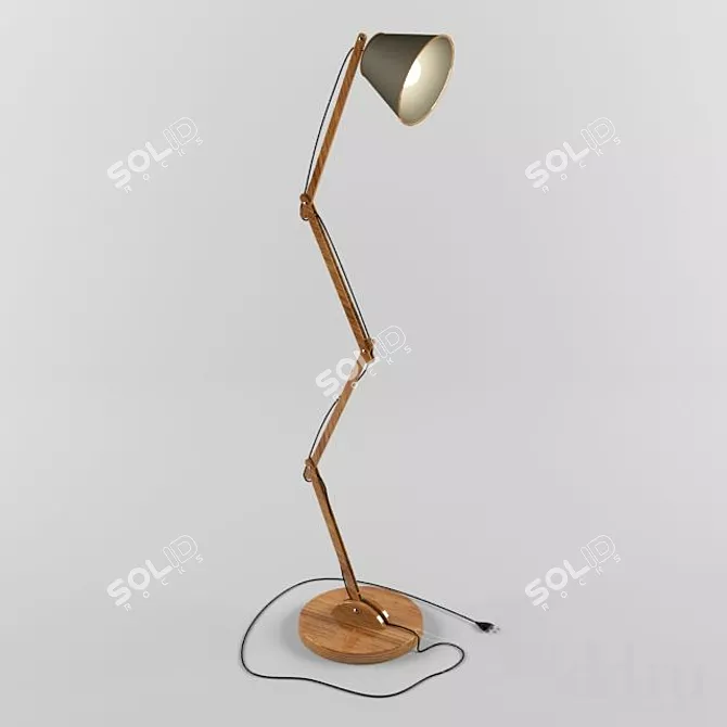 Sleek Steel Tekka Lamp 3D model image 1