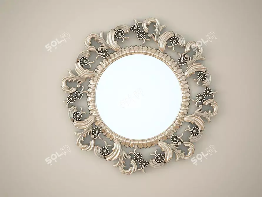Italian Antique Circular Mirror 3D model image 1