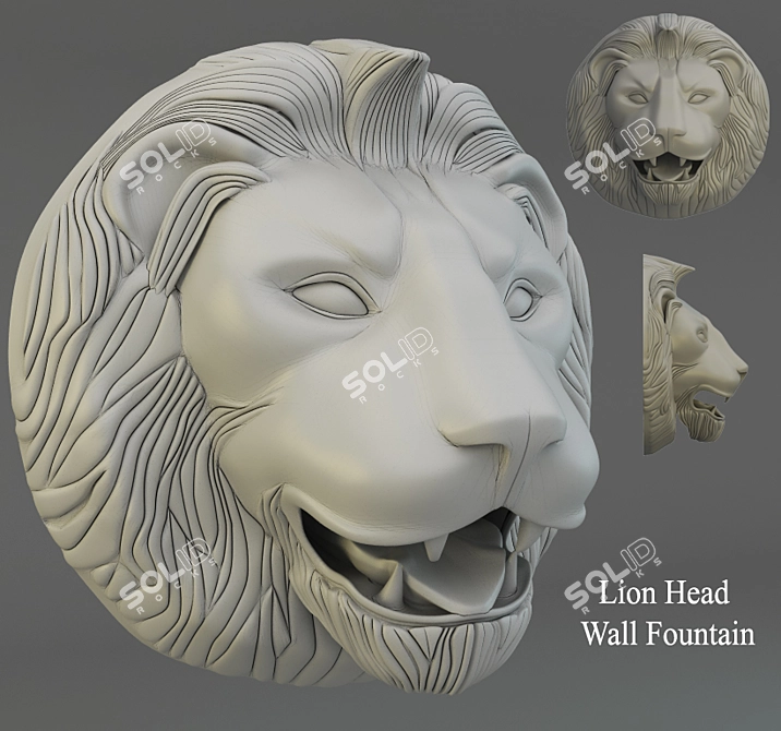 Regal Lion Wall Fountain 3D model image 1