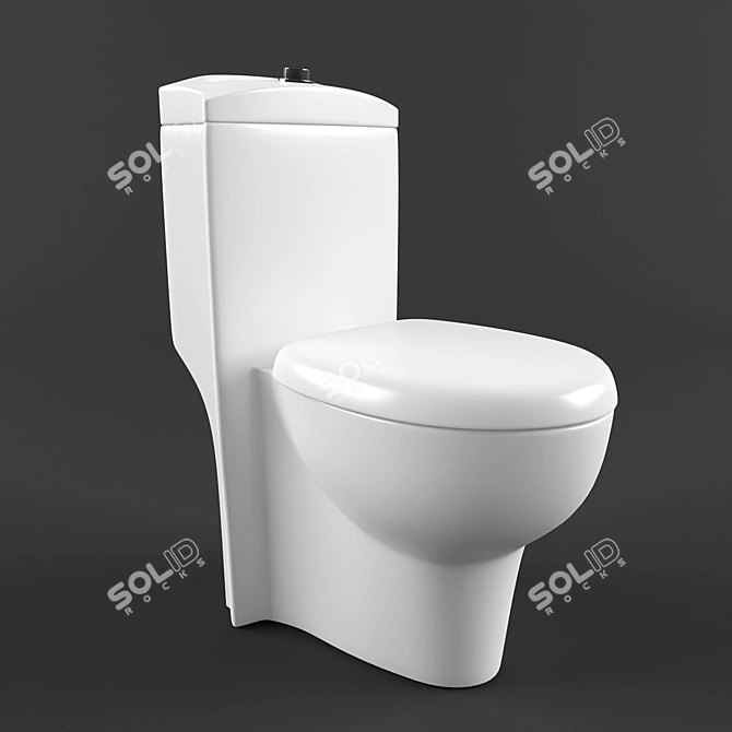 Premium Toilet with Tank 3D model image 1