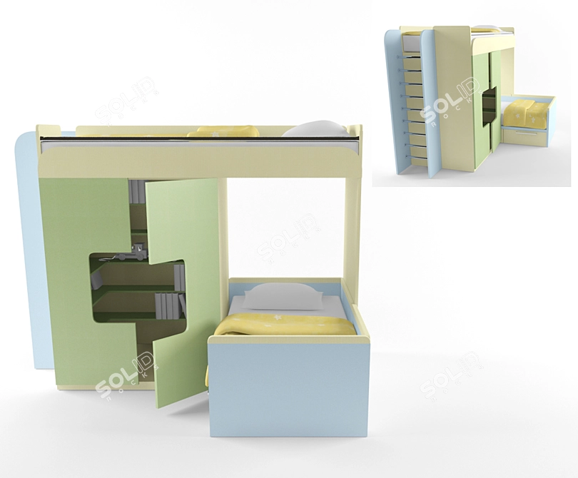 Title: Double Decker Bed 3D model image 1
