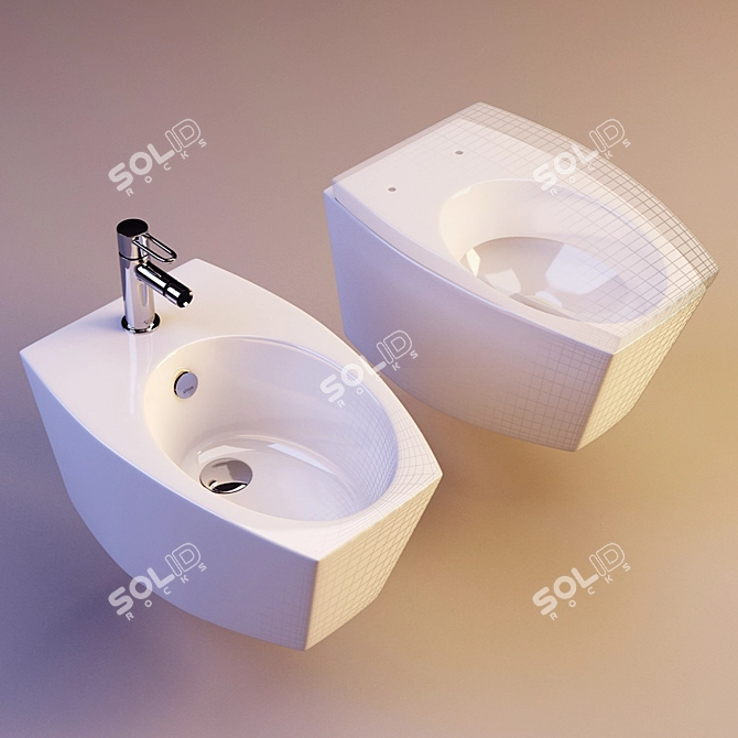 SIMAS Duemilasette Hanging Toilet and Bidet 3D model image 1