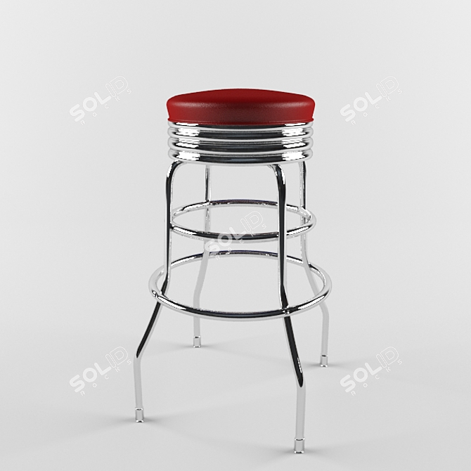 Sleek Metal Bar Stool 3D model image 1