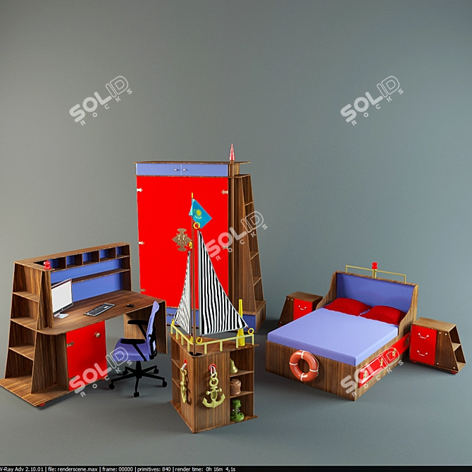 Cozy Haven: Baby Furniture Set 3D model image 1