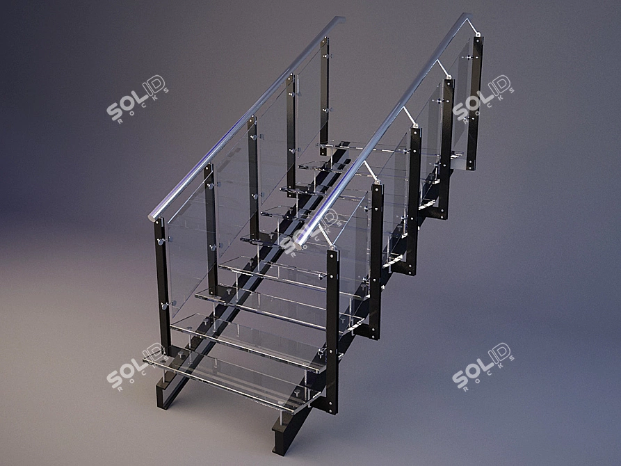 Elegant Glass Staircase 3D model image 1