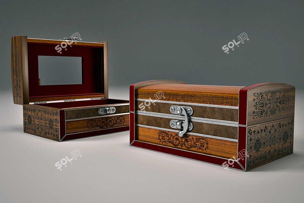 Elegant Wood Jewelry Box 3D model image 1