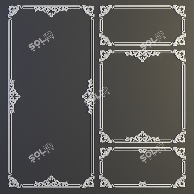 Elegant Gypsum Tracery for Walls 3D model image 1