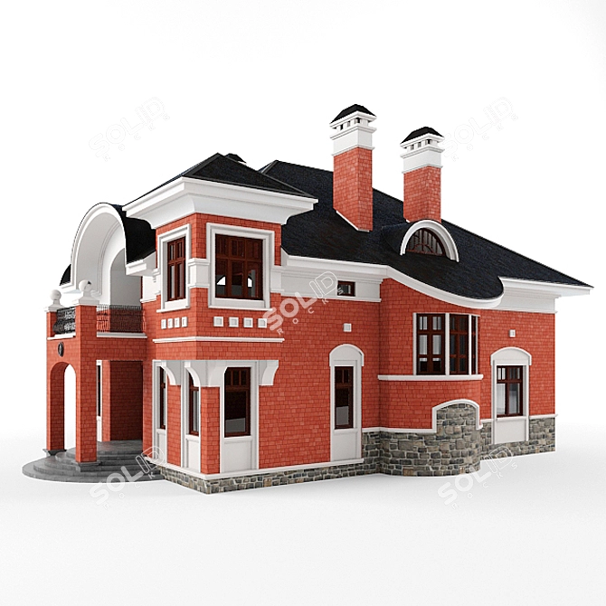 Classic English Home Design 3D model image 1