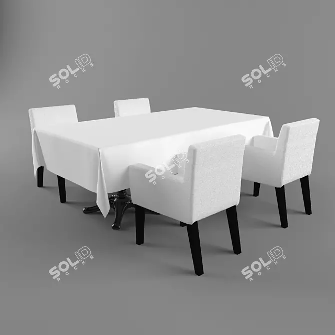 Versatile Outdoor Dining Set 3D model image 1