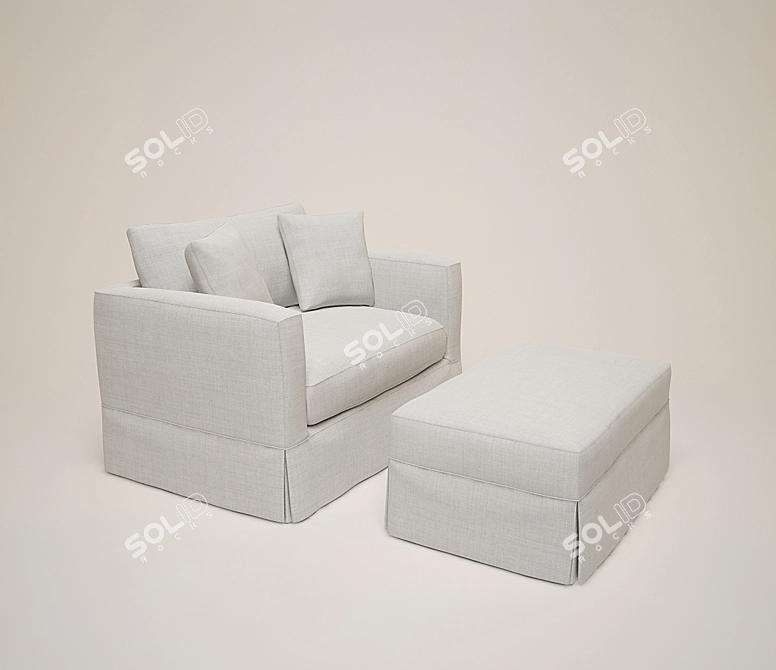 Modern Sofa and Ottoman Set 3D model image 1