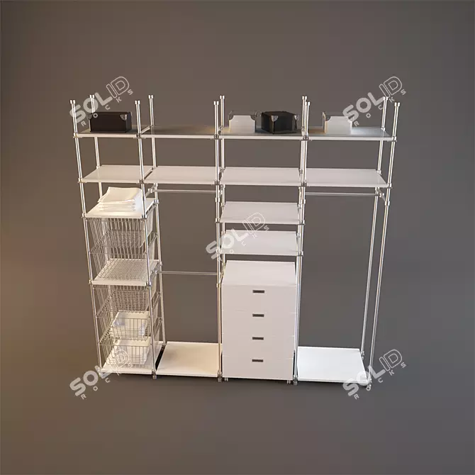 Classic White Wardrobe 3D model image 1