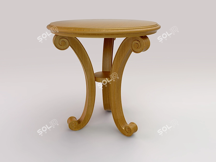 Compact Wooden Side Table 3D model image 1