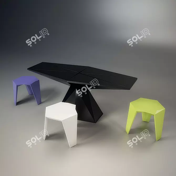 Sleek Vandom Dining Set 3D model image 1