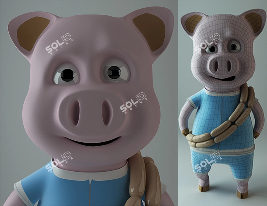 Adorable Piglet Sticker Set 3D model image 1