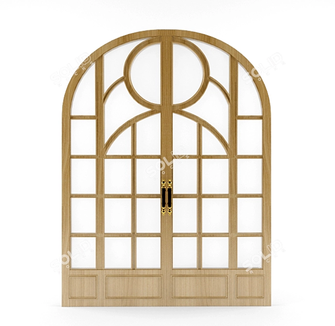 Elegant Stained Double-Leaf Doors 3D model image 1