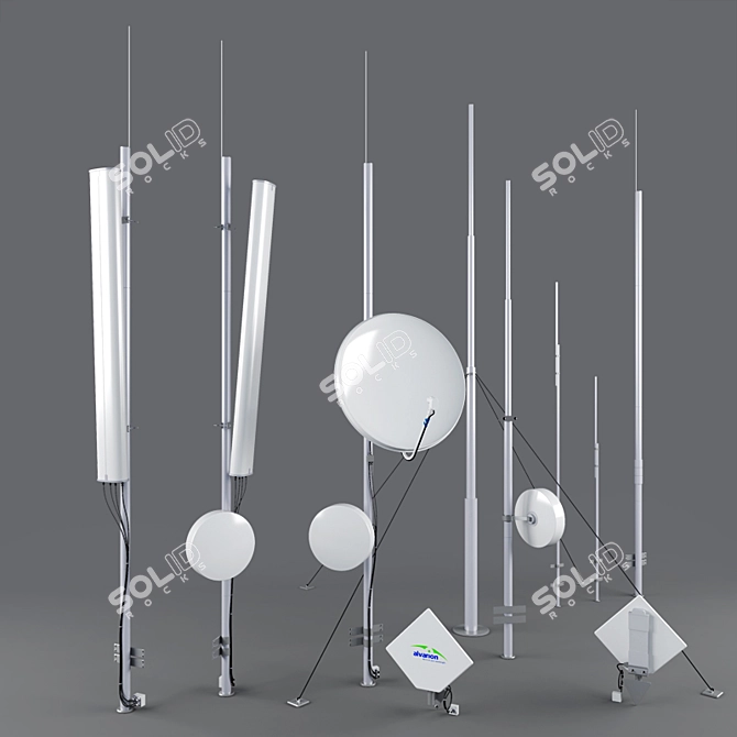 Roof Antenna Set 3D model image 1