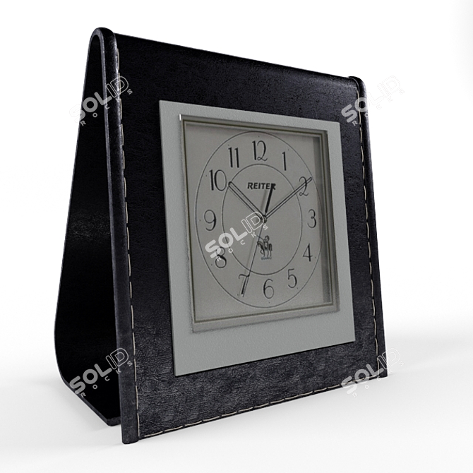 Portable Leather Desktop Clock 3D model image 1