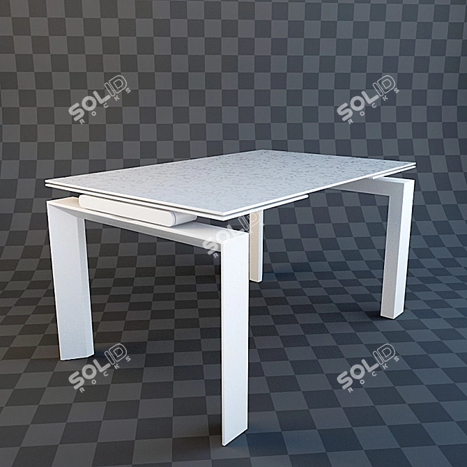 Modern White Dining Table 3D model image 1