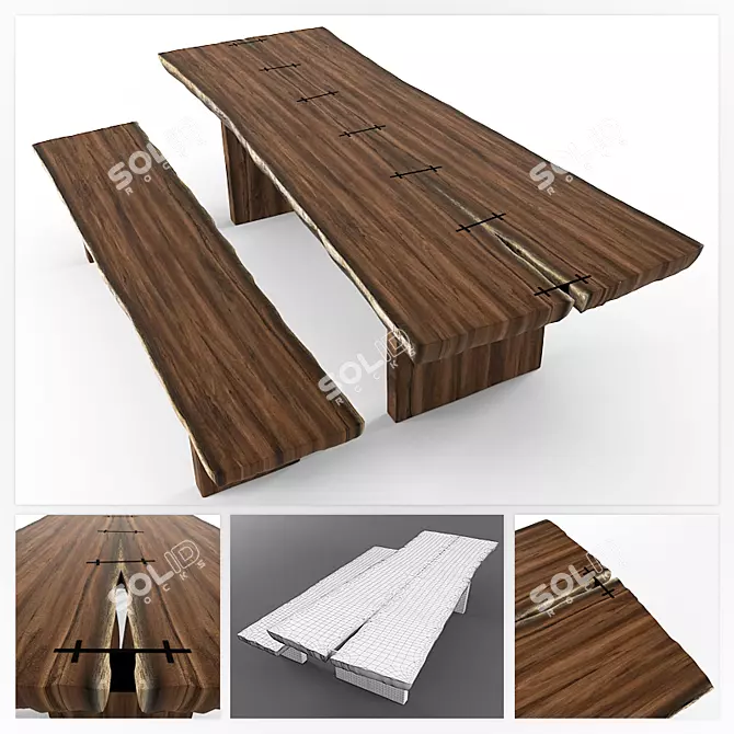  Modern Outdoor Table Set 3D model image 1