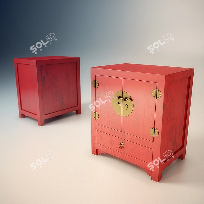  Elmwood Ming Cabinet: Traditional Chinese Elegance 3D model image 1