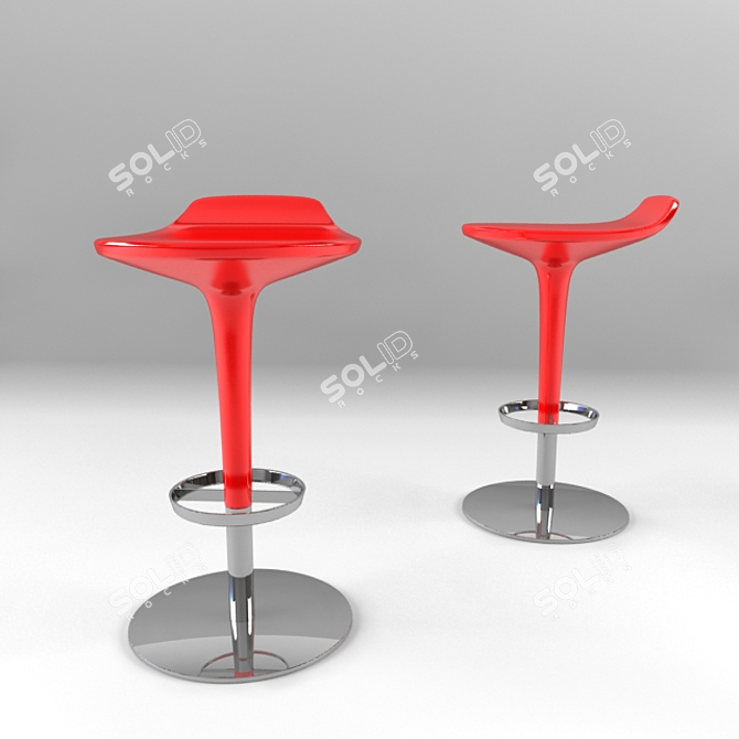 Compact Adjustable Barstool 3D model image 1