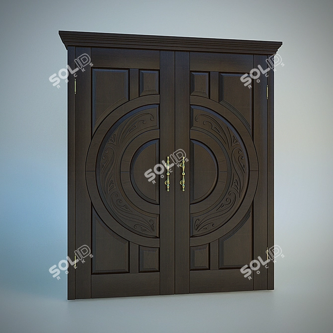 Door with carvings 3D model image 1