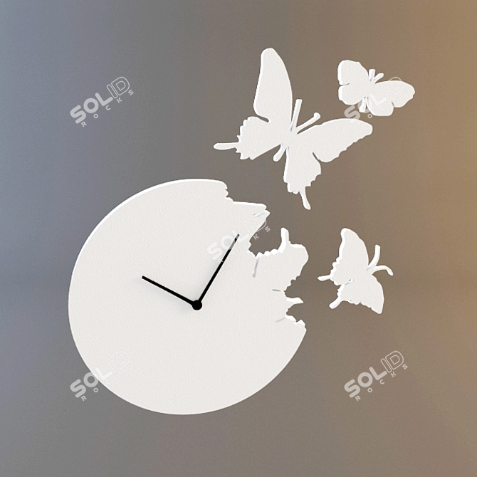 Elegant Butterfly Wall Clock 3D model image 1
