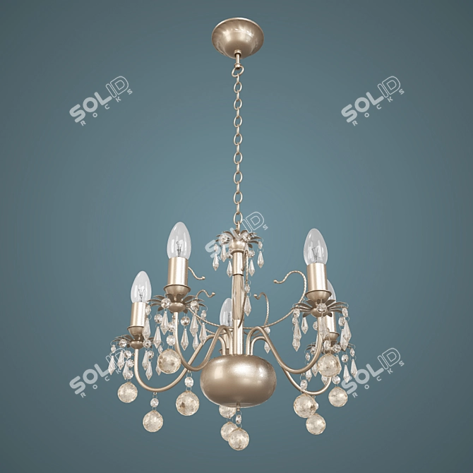 Barcelona Chandelier: German Craftsmanship, Crystal Elements, Nickel Base 3D model image 1