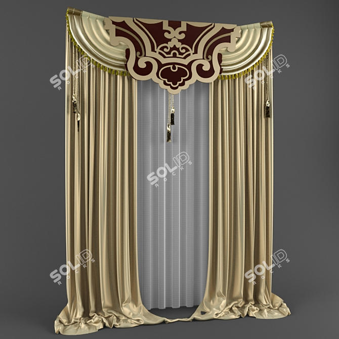 Elegant Drapery: Classical Curtain 3D model image 1