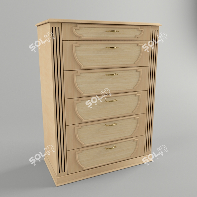 Elegant Oak Chest of Drawers 3D model image 1