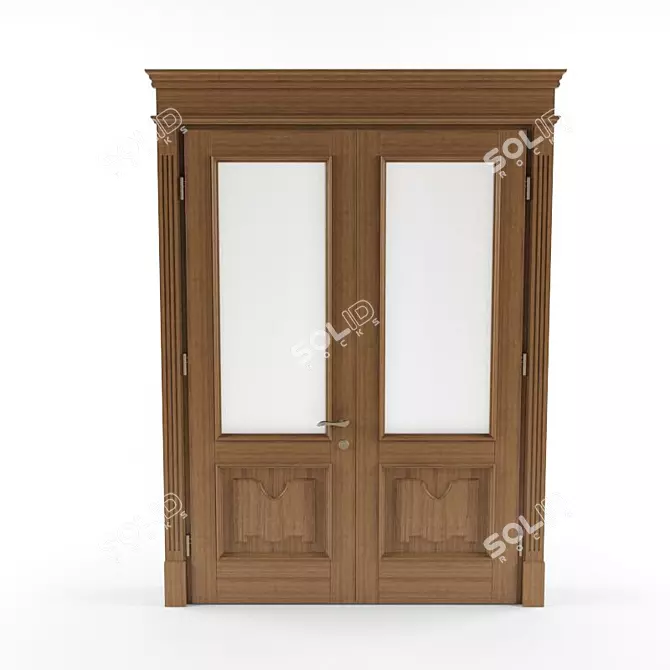 Satin Glass Double Pocket Door 3D model image 1